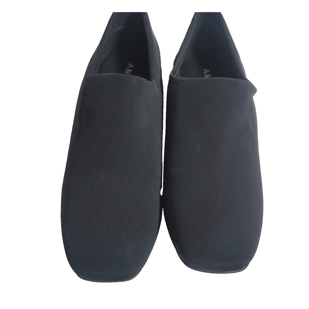 Anne Klein Shoes Womens Size 6.5 Black Tracy Slip On Block Heel Pump Square Toe